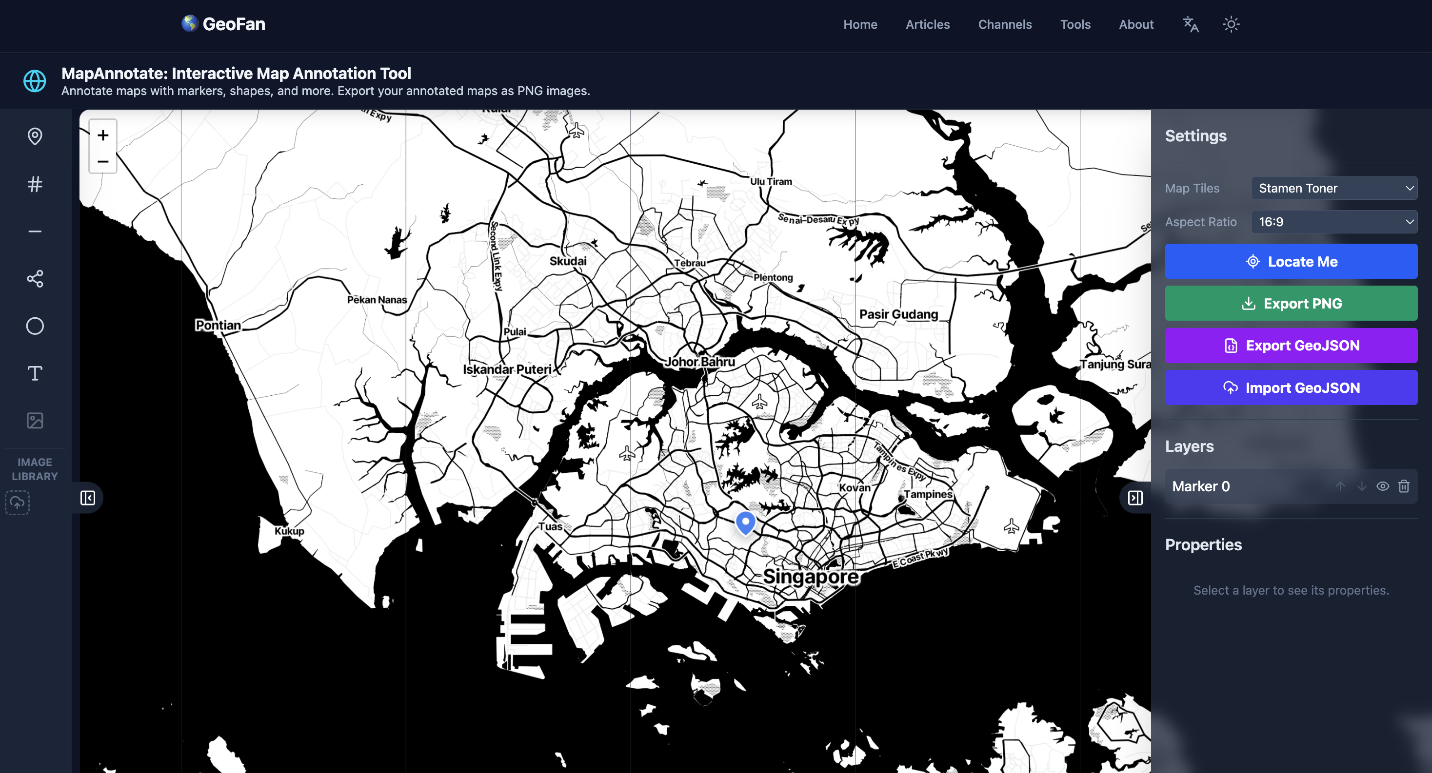 Create a marker on map visually