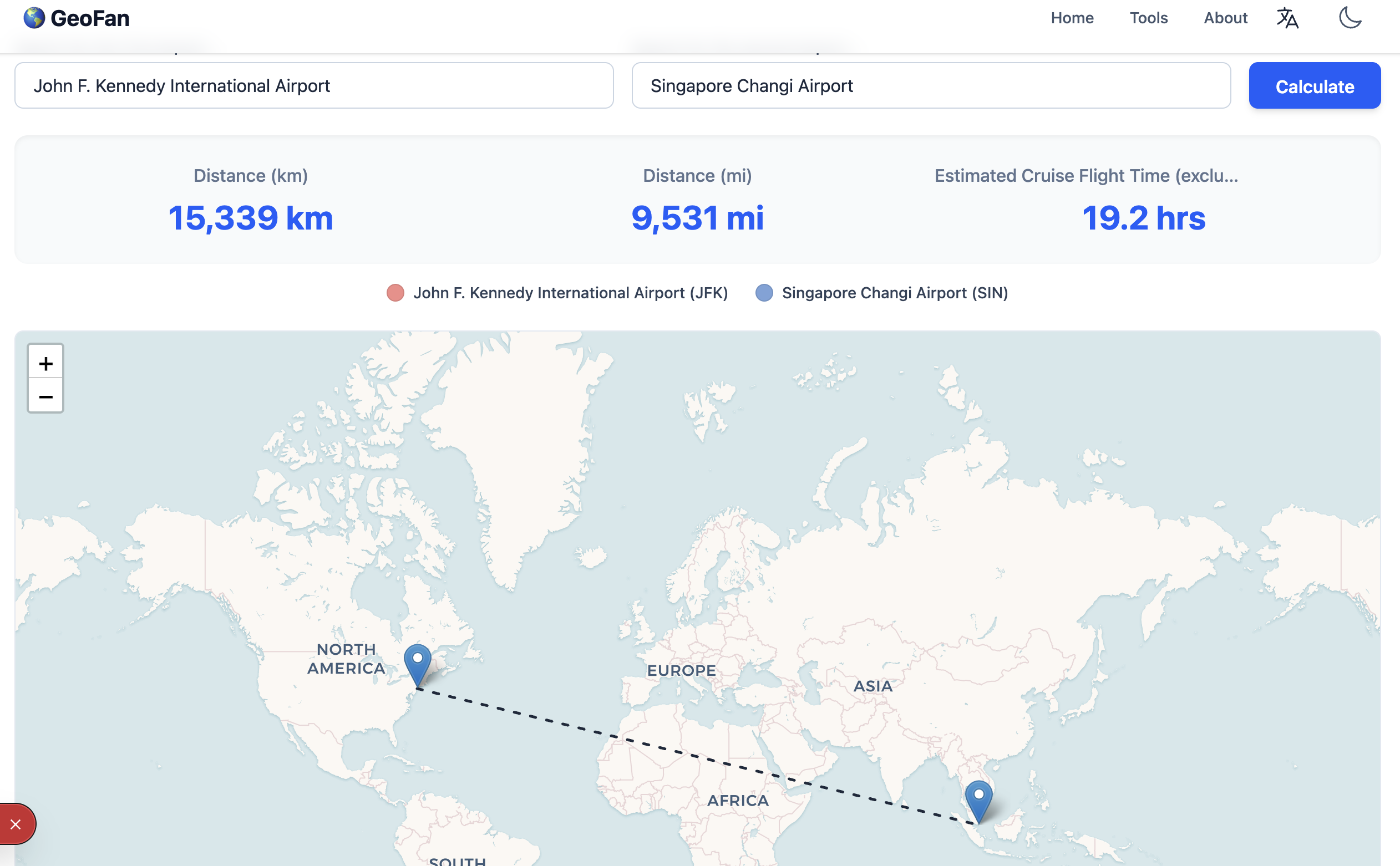 Airport Distance & Flight Time Calculator